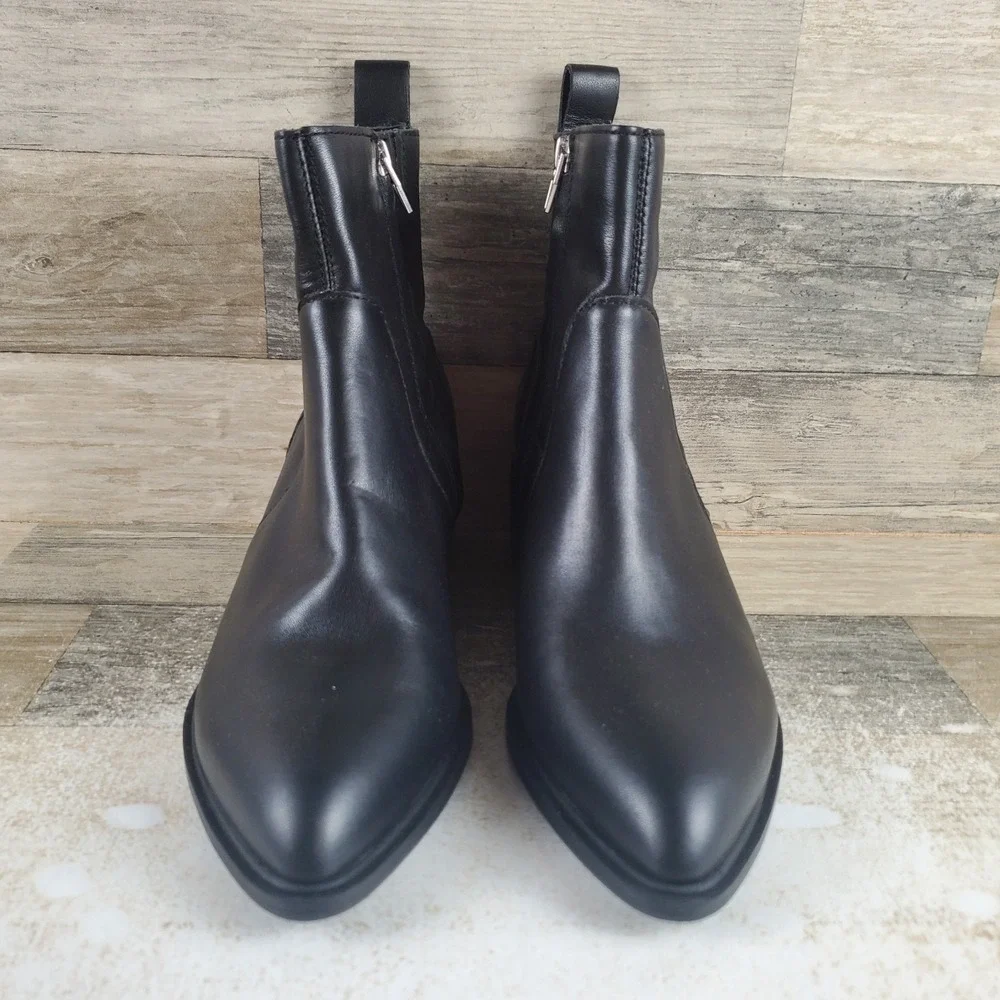 Dolce Vita Bryson Womens Bootie Sz 8.5 W Black Leather Point Toe Zip Ankle